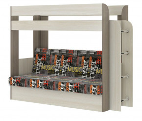 Кровать 2-х ярусная с диваном Карамель 75 (Музыка) Ясень шимо светлый/темный в Мулымье - mulymya.germes-mebel.ru | фото