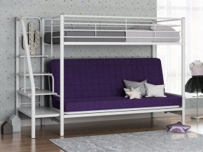 Кровать двухъярусная с диваном "Мадлен-3" (Белый/Фиолетовы) в Мулымье - mulymya.germes-mebel.ru | фото