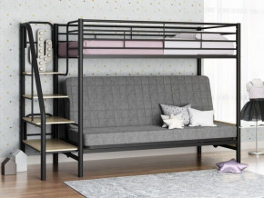 Кровать двухъярусная с диваном "Мадлен-3" (Черный/Серый) в Мулымье - mulymya.germes-mebel.ru | фото