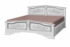 ЕЛЕНА Кровать из массива 1600 (Белый жемчуг) с 2-мя ящиками в Мулымье - mulymya.germes-mebel.ru | фото
